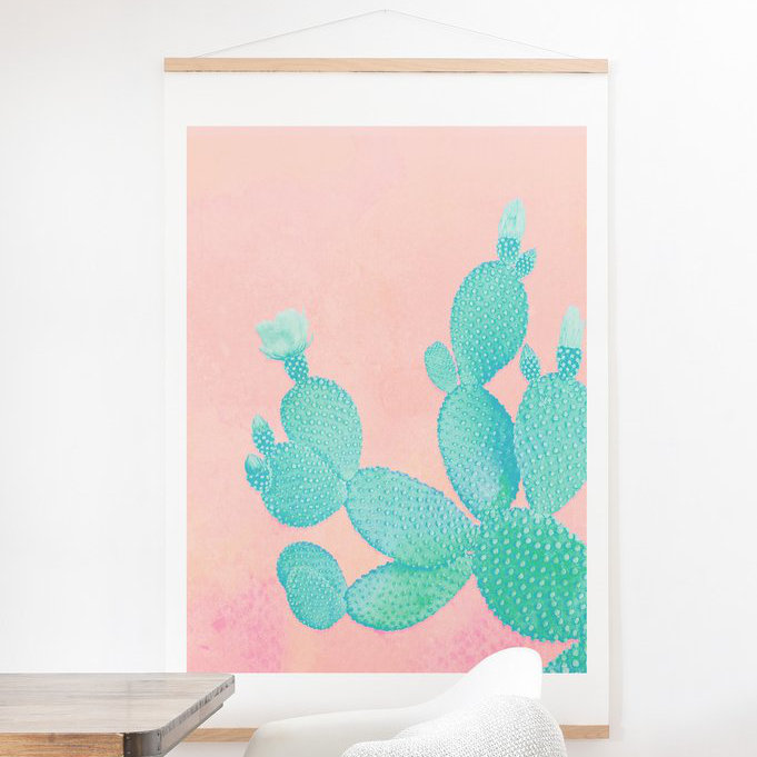 «Pastel Cactus», impression sur toile tendue, H 14 po x l 11 po x P 0,5 po, Affiche