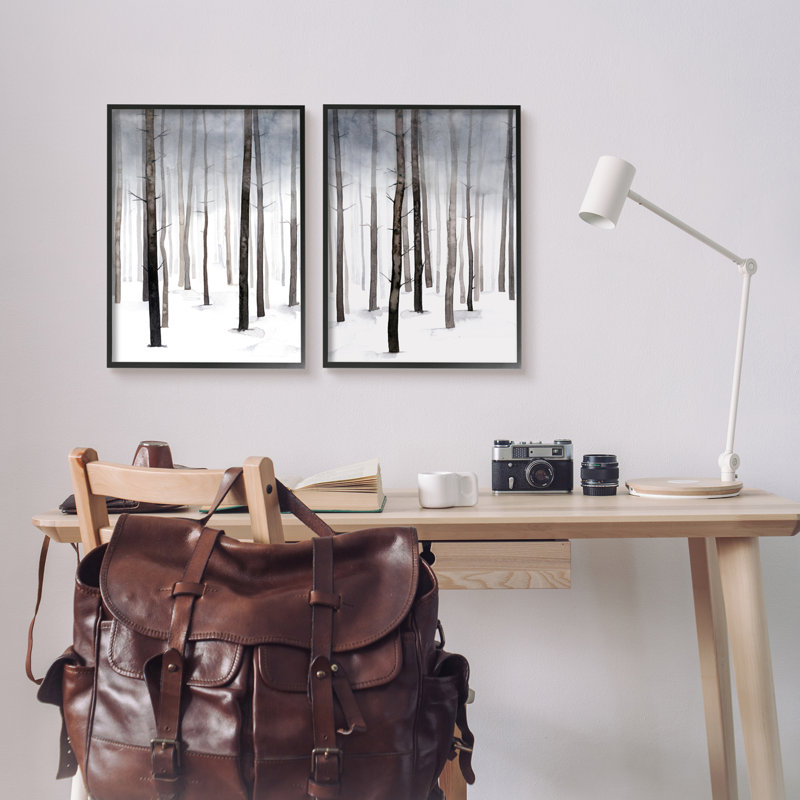 «Winter Snow Tree Forest Haze Eerie Cold» par Grace Popp, ensemble de 2 impressions sur toile, H 20 po x l 16 po