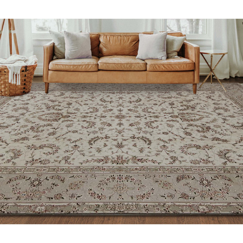 Hand Knotted Area Rug in Ivory And Taupe