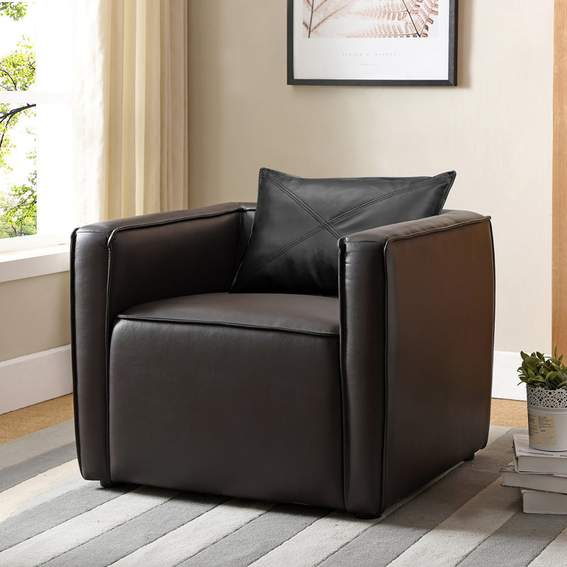 Mcgrady Upholstered Armchair, Dark Gray Vinyl