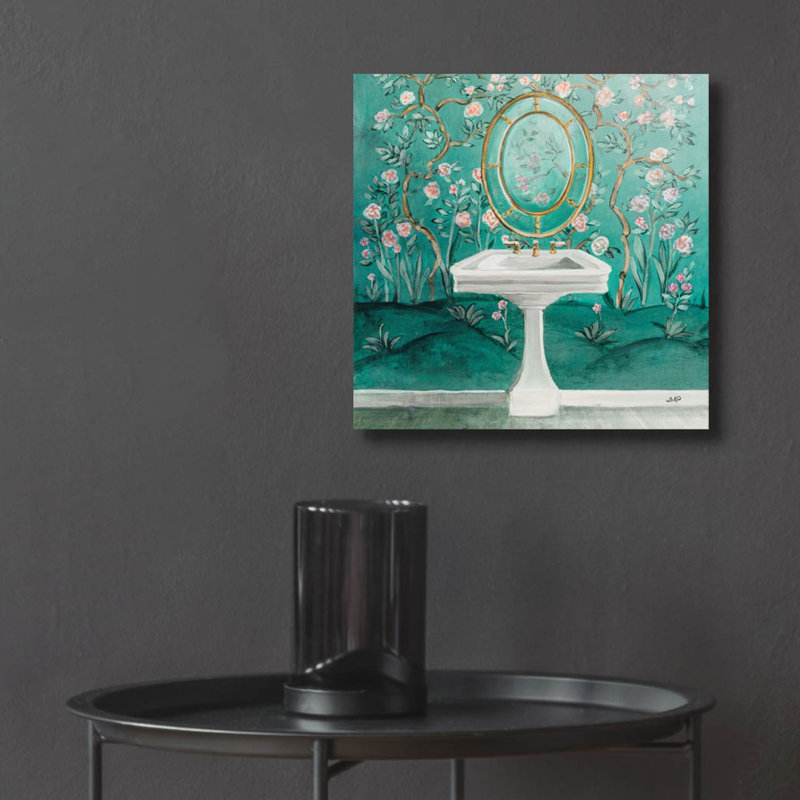 «Chinoiserie Bath 1 Sq» par Julia Purinton, art mural en verre acrylique, H 12 po x l 12 po x P 0,13 po