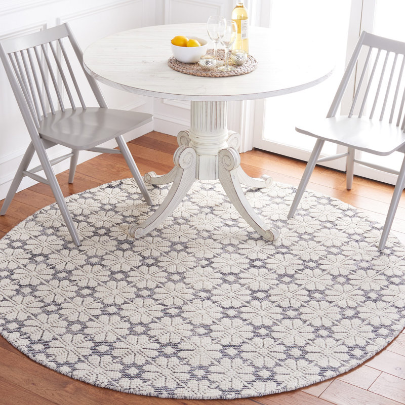 Vermont Hand Woven Wool Geometric Rug, Round 6'