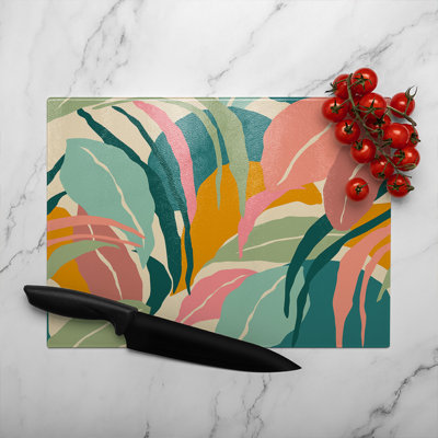Artistic abstract leaves Designer Glass Chopping Board