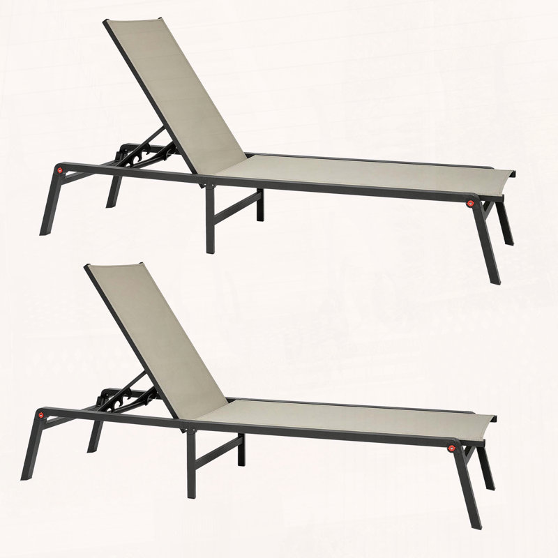 Ensemble de 2 chaises longues pliantes en aluminium avec dossier réglable à 5 positions