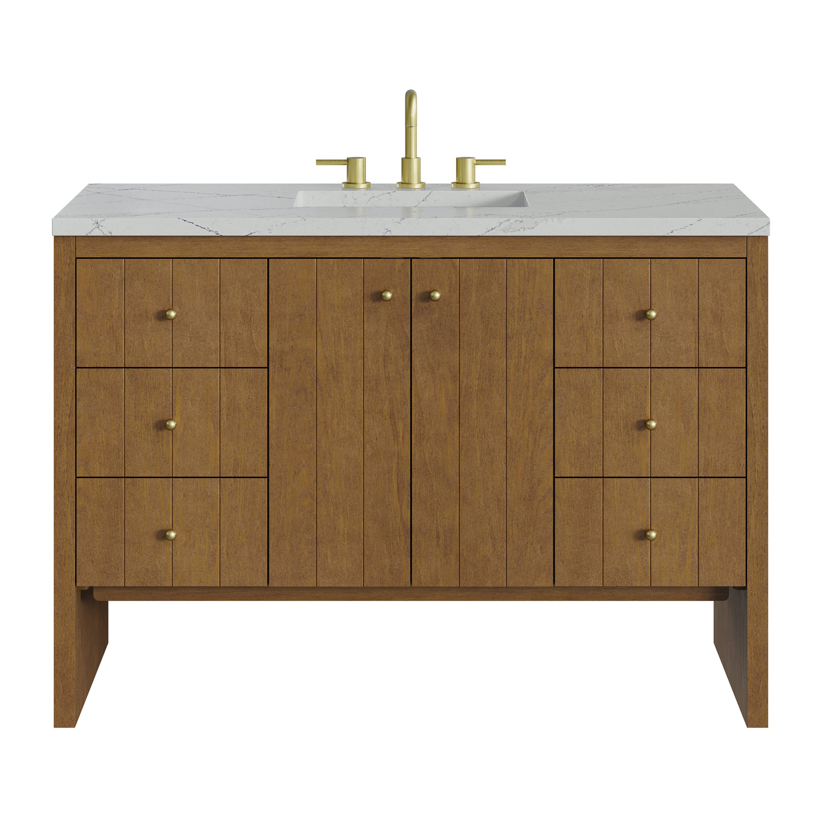 Hudson 48'' Single Bathroom Vanity, Victorian Silver, 8" Widespread, Honey Oak