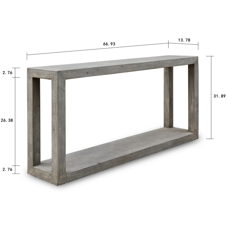 Lily's Living Versatile Large Peking Grand Framed Console Table, Weathered White Wash Finish, 67 Inch Long, Gray Wash