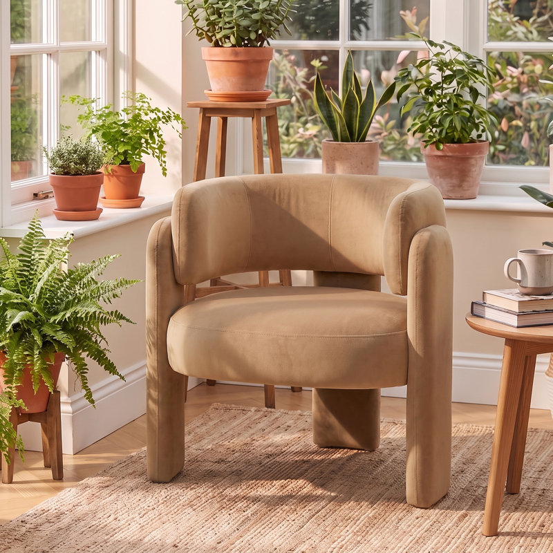 Fauteuil d'appoint demi-tonneau 33 po, Velours kaki