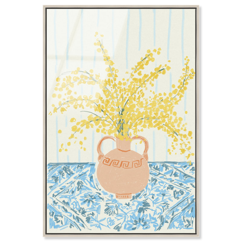 Sunny Flower Vase Print by Oliver Gal, 25"H x 17"W, Silver Floater Frame
