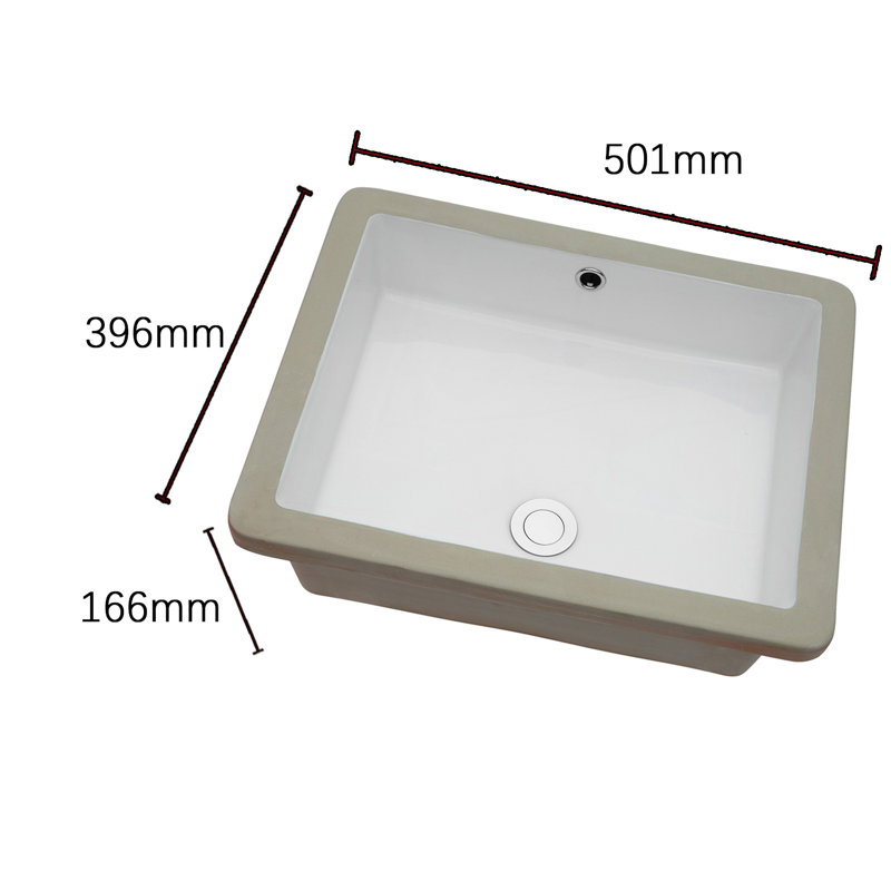 GAWEZA 15.5'' Ceramic Rectangular Bathroom Sink with Overflow