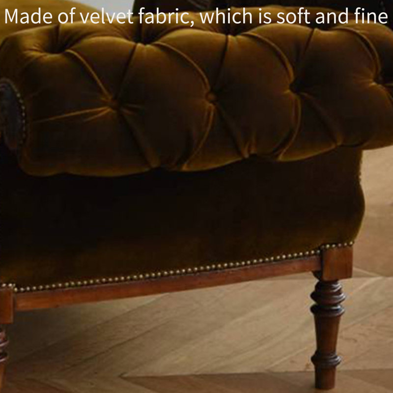 Chaise longue minimaliste en velours capitonné, Orienté à droite