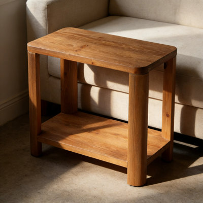 Solid Wood Top Four Leg Rectangular Side Table Set