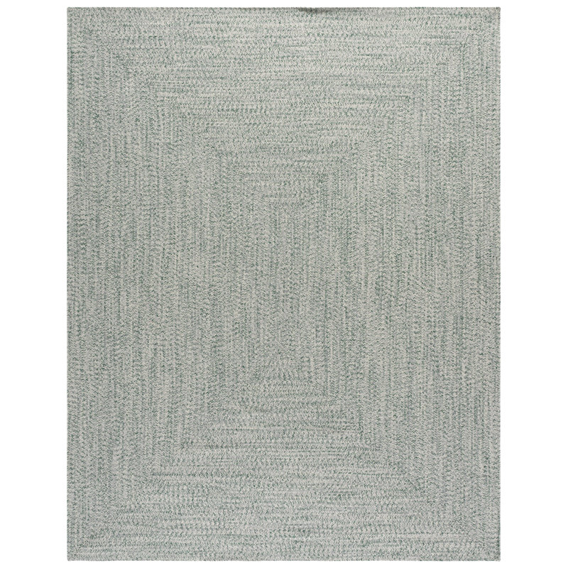 Tapis bleu foncé / ivoire tissé à la main Trombetta, Ivory/Green, Rectangulaire 8 pi x 10 pi