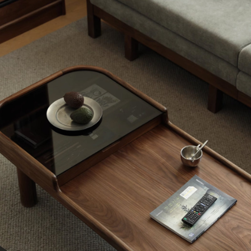 Table basse rétro et niche en bois