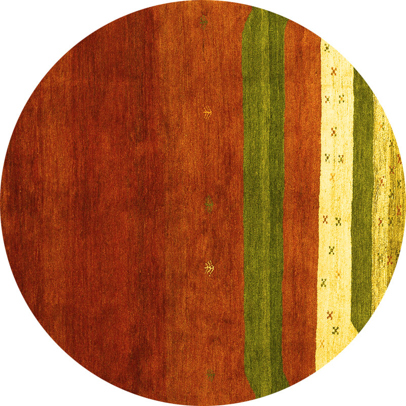 Tapis contemporains jaunes lavables à la machine 2795, Rond 4 pi