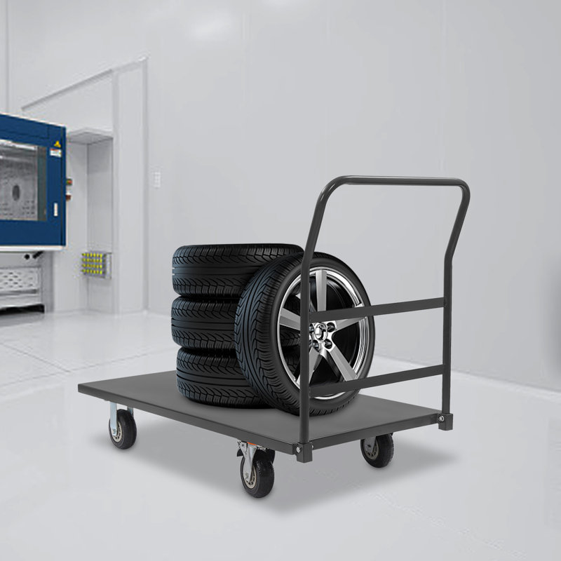 Chariot en tôle d'acier 2000 lb 24 * 49 po avec main courante grise