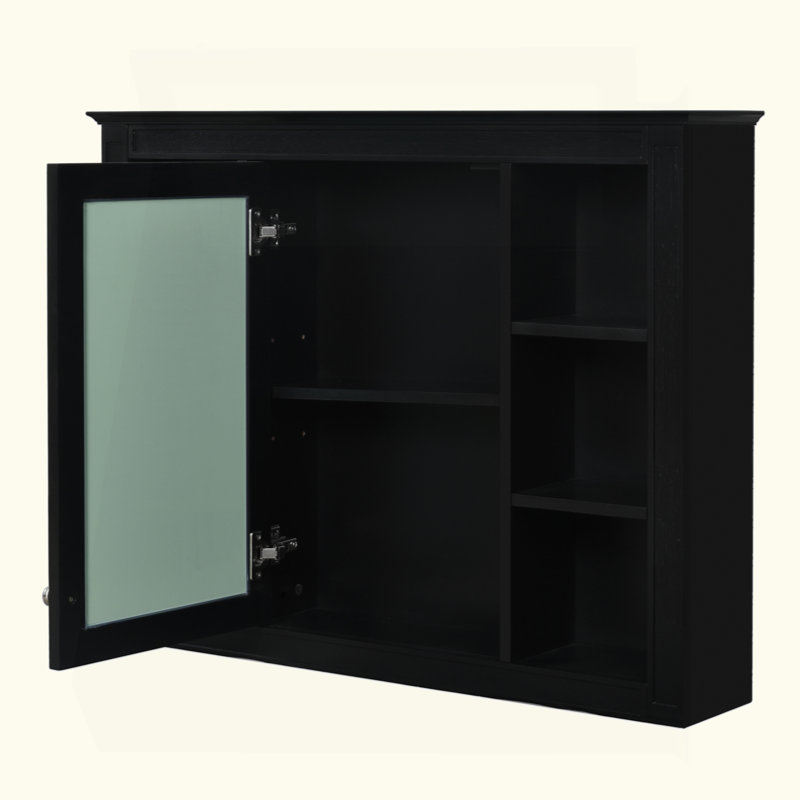Armoire à pharmacie, armoire de rangement murale pour salle de bain, armoire murale moderne avec miroir, armoire à miroir avec 6 tablettes ouvertes (meuble-lavabo non inclus)