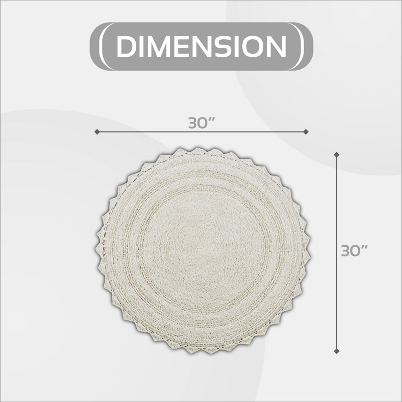 Tapis pour salle de bain réversible touffeté à 100% coton Cygnet 1990 GSM, Rond 30 po, Ivoire ivoire