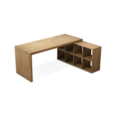 Bureaux en bois massif en L de couleur bois