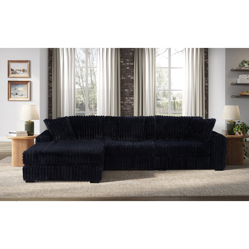 Canapé modulaire surdimensionné en velours côtelé avec méridienne convertible (gauche ou droite)