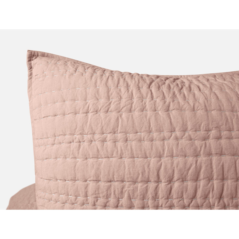 Channel Handstitched Organic Sham, Praline Chambray