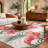 Premium Machine Washable Dream Shag ADS207 Leaves and Flamingos Rug-1841468057