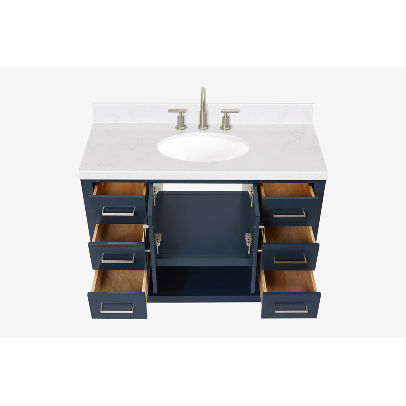 Ensemble de meuble-lavabo simple 43 po Moille, Bleu minuit, Ovale