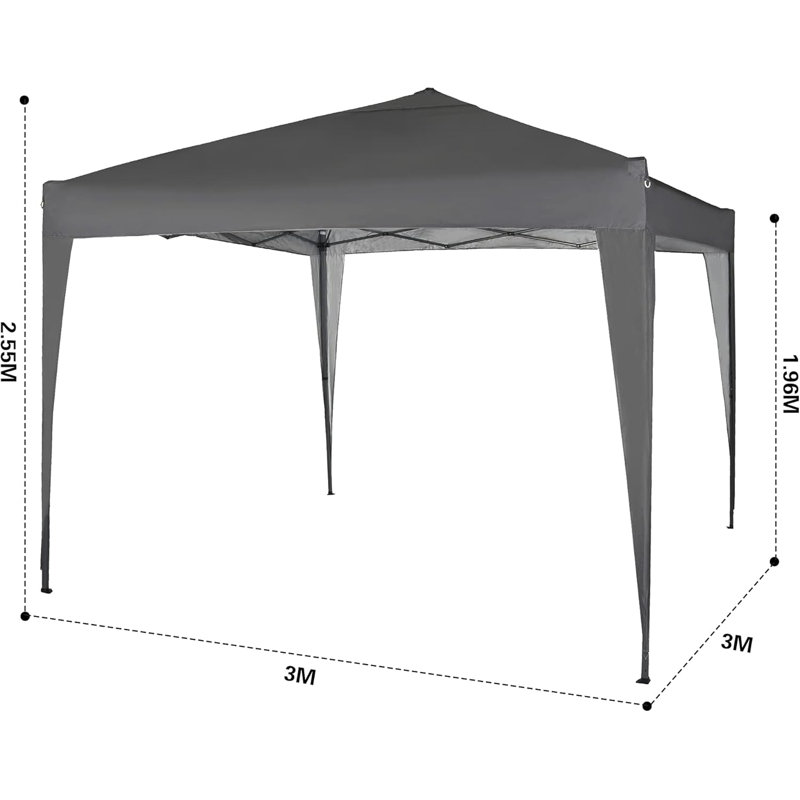 Janvey 3m x 3m Steel Pop-Up Gazebo, Grey