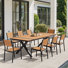 Ensemble de salle à manger de patio en aluminium pour 8 personnes avec l 90,3 po x P 40,5 po avec trou pour parasol et chaises empilables
