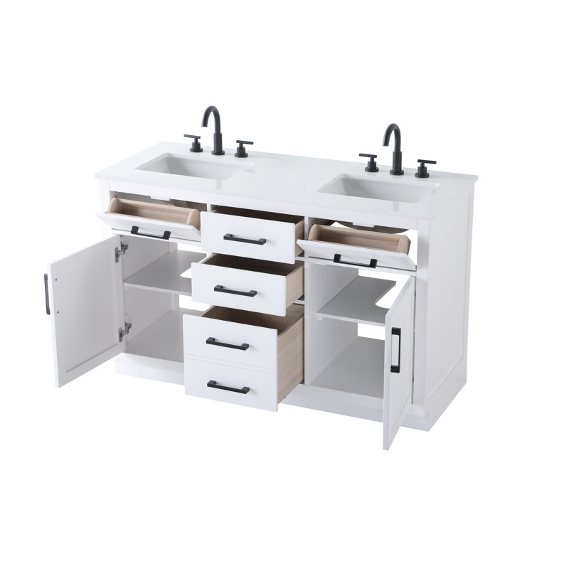 Meuble-lavabo double 54 po Ahner, Blanc