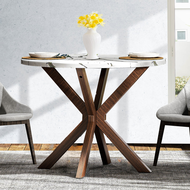 Breshia 40" Round Dining Room Table, Walnut