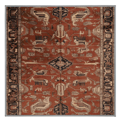 Machine Washable Persian Brown Area Rug