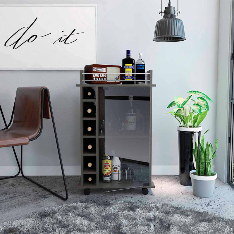 2-Drawer Nightstand Black and Dark Oak, Dark Oak