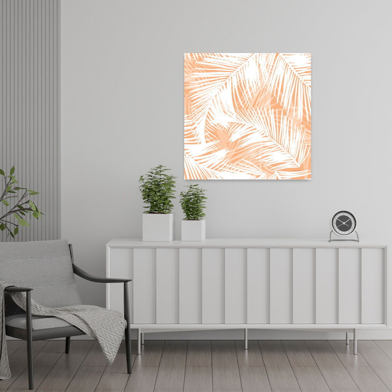 Laguna, motif abstrait, été, palmiers, art tropical, H 24 po x l 24 po