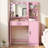 54" Vanity – 12-Bulb 3-Color LED Mirror, 3-Level “Tower” Storage, Deep XL Drawer, Eco-Particle Board, Spa-Cushion Stool, Baby-Pink Glam-588457307
