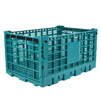 Caisse à lait pliable et résistante - 52L Bac de rangement en plastique empilable - Poignées renforcées, durables et portables, peu encombrantes - Peut supporter jusqu'à 130 lb - 1 PCS Vert