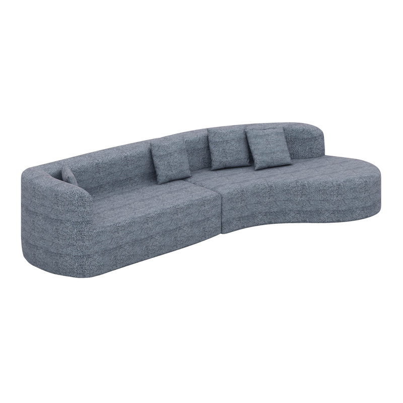 Modular Sectional Sofa, Modern Cloud Curved Couch With Deep Seat, Dark Blue