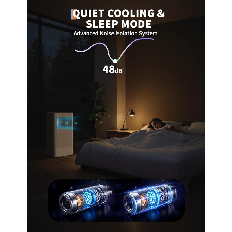 2 Pack 8,000 BTU Portable Air Conditioner, 3-in-1 Portable AC Unit with Cool, Dehumidifier & Fan Modes, Covers Rooms up to 350sq.ft, Sleep Mode, Remote Control, Timer & Full Window Kit