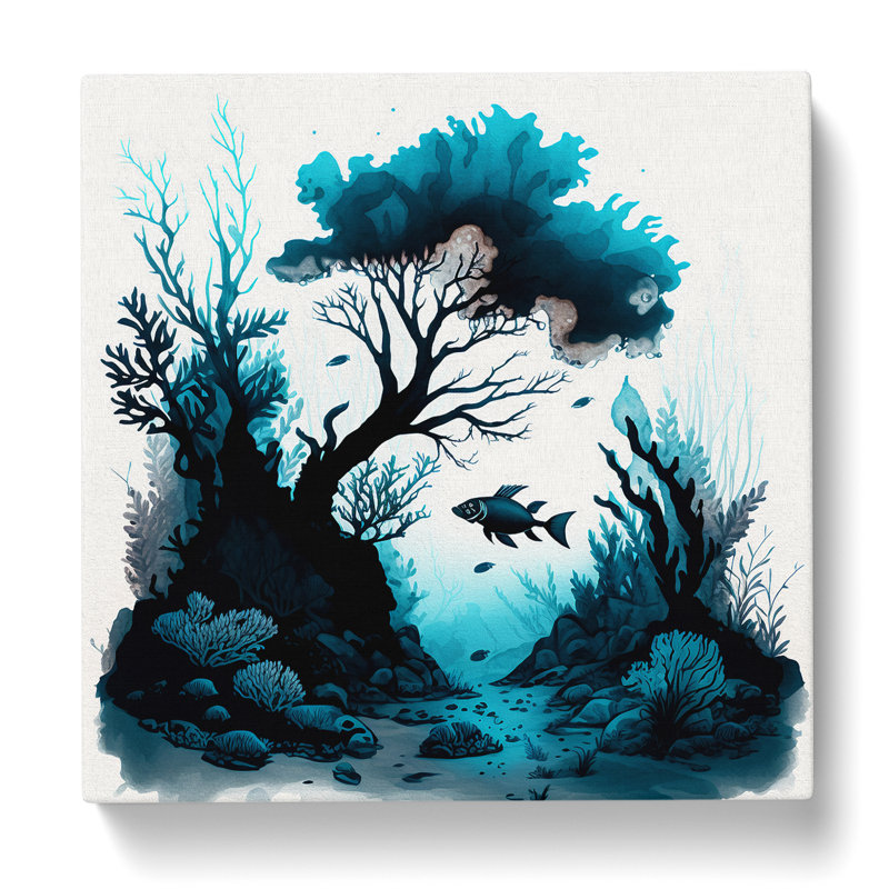 Coral Reef Ink Wash No.1 - Wrapped Canvas - Framed Print