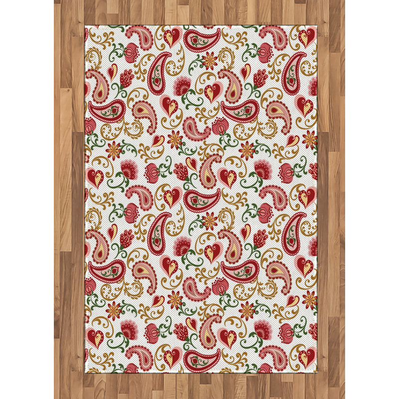 Paisley High Density Long Fiber Poly Threads Decorative Area Rug Carpet, Rectangle 4' x 5'8"