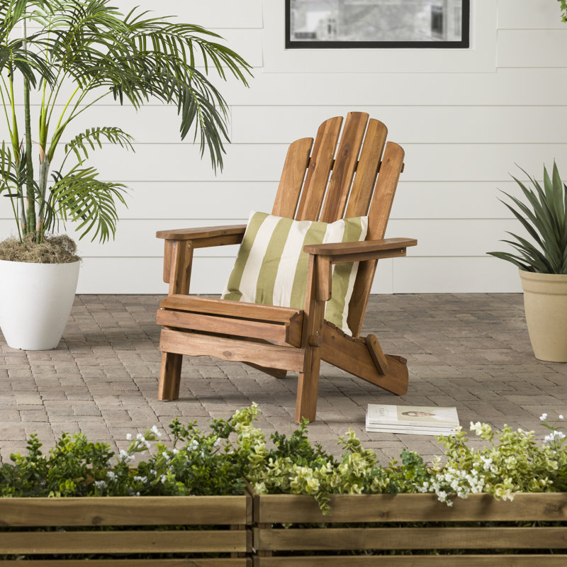 Abhisek Foldable Outdoor Adirondack Chair, Brown