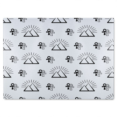 Egyptian Pyramid And Ankh Glass Chopping Board