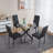 Black Dining Table With Cross Metal Leg And Tempered Glass,Modern Space Saving Kitchen Table For Living Room
