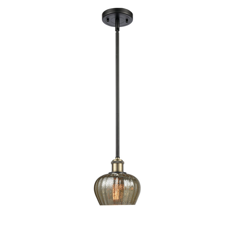 Luminaire suspendu en pot 1 lumière Lyman, Ampoule DEL 6 watts Vinage, Laiton antique noir, Plaqué couleur fumée