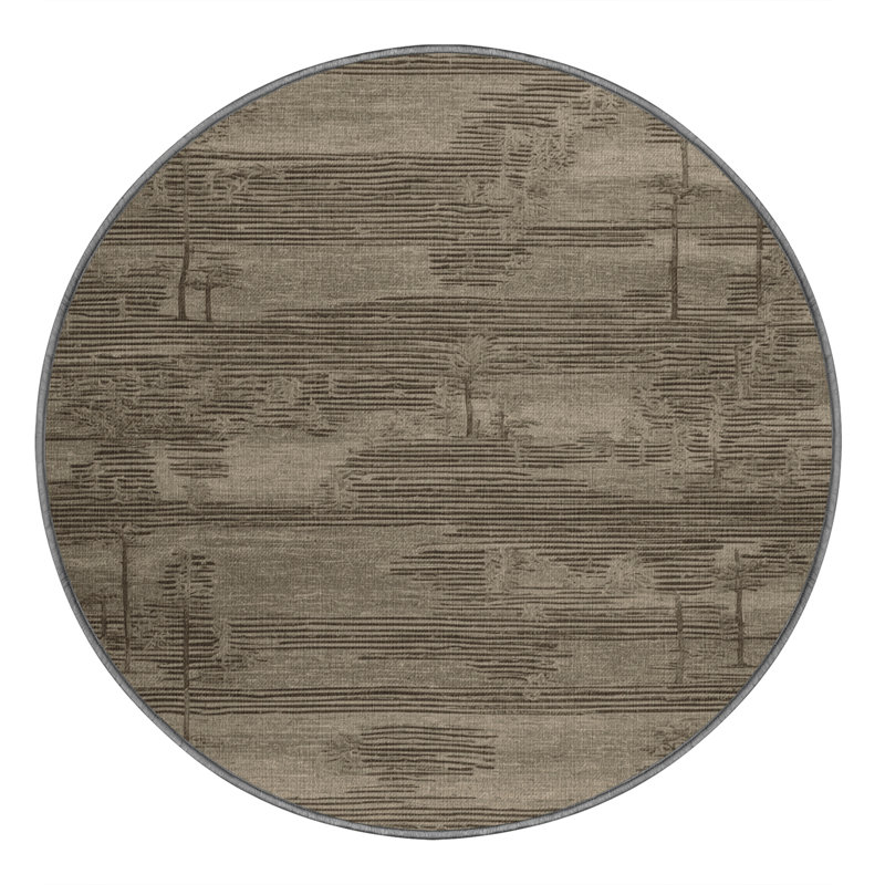 Tapis gris art déco lavable à la machine, Rond 3 pi