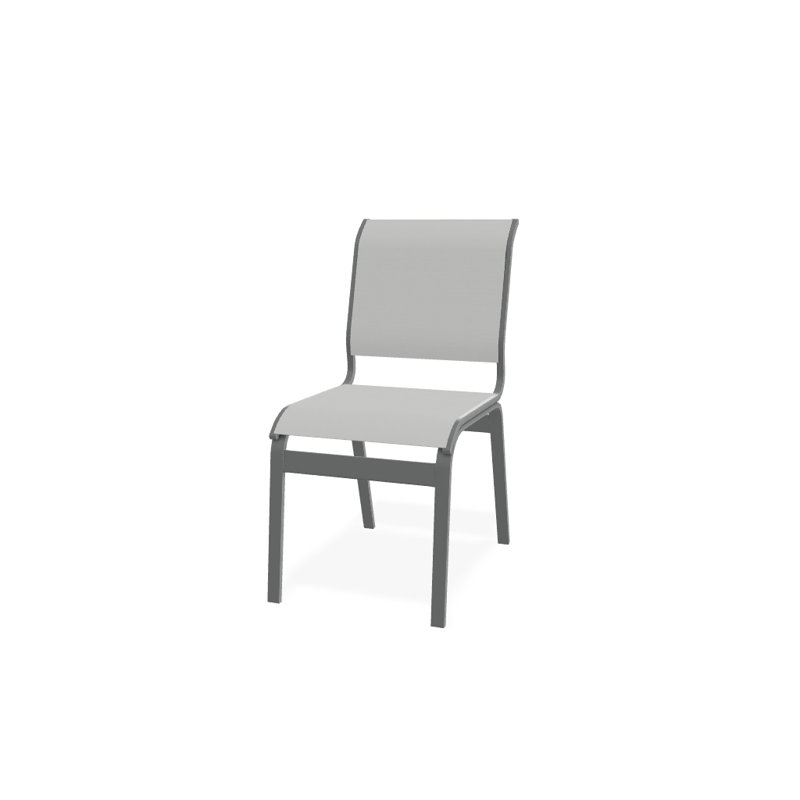 Chaise d'appoint de salle à manger Hiraku, Blanc 6D Sunbrella®, Graphite texturé