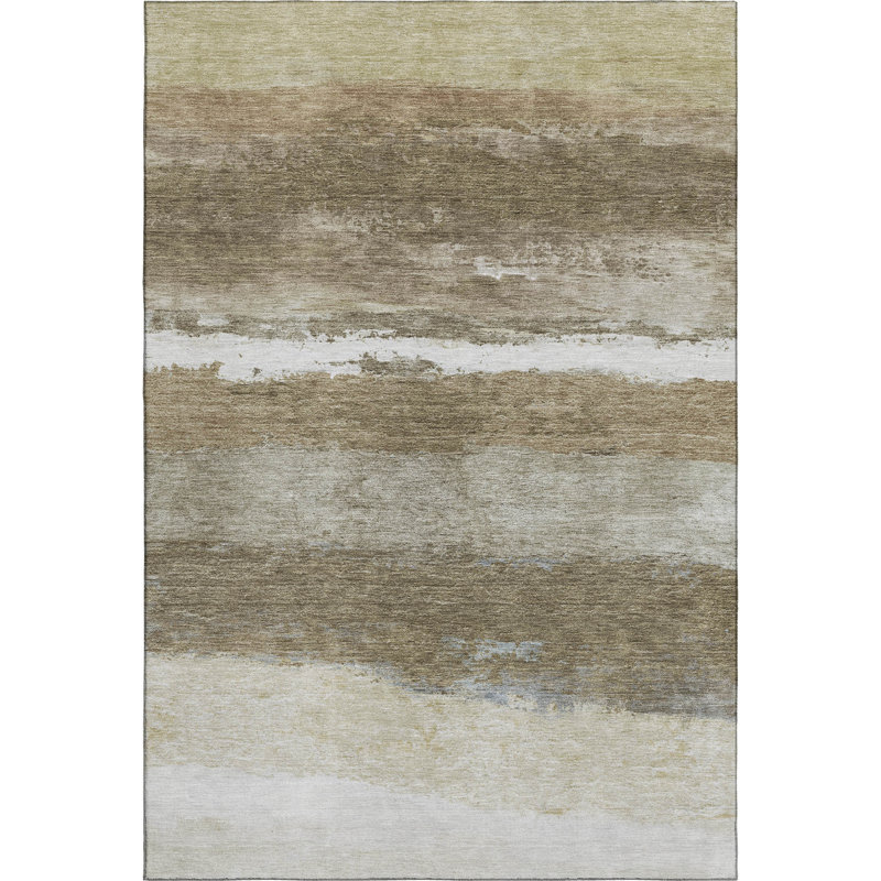 Premium Machine Washable Mayfield Striped Rug, 9' x 12', Khaki