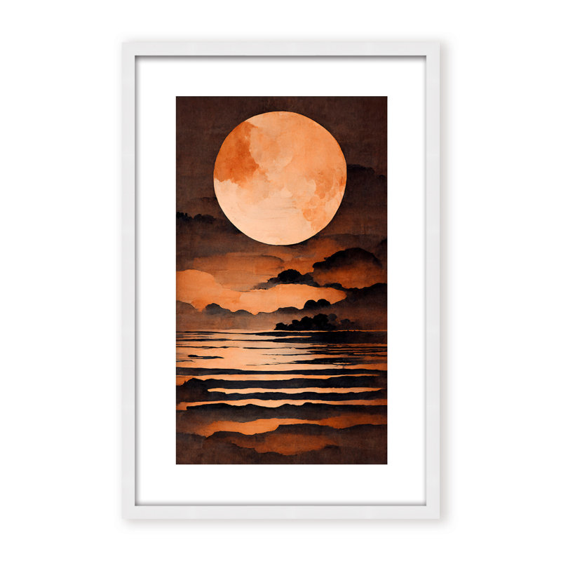 Nature Inspired Full Moon by  - Picture Frame Painting on Paper, 48" H x 32" W x 1.125" D, Framed Print, White