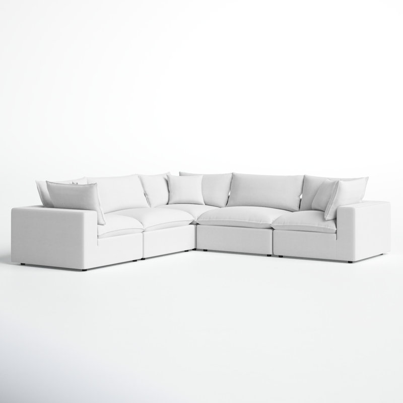 Ellaria Modular L-Sectional, White Faux Leather
