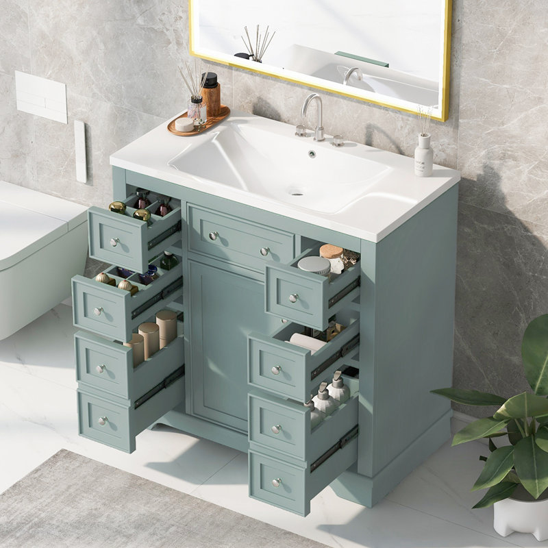 Meuble-lavabo simple 36 po avec comptoir 36 po, Blanc