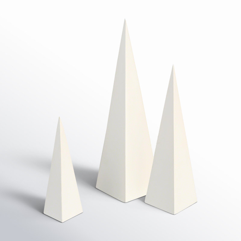 Pyramid Object 3 Piece Sculpture Set, White